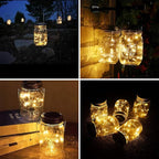 Solar Mason Jar Lid String Lights, Warm White, 8 Pack