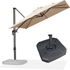 PURPLE LEAF 8 Feet Square Cantilever Umbrella Patio Umbrella with Base Outdoor Umbrella Aluminum with 360-degree Rotation for Garden Deck Pool Patio Beige