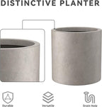 Kante 12.6" Dia Round Concrete Planter, Modern Style Large Cylindrical Plant Pot with Drainage Hole and Rubber Plug for Indoor Outdoor Patio, Weathered Concrete