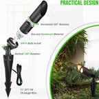 wowlite Landscape Spotlights Outdoor, 12V Low Voltage Landscape Lighting Fixture with 5W MR16 LED Bulb, 2700K Warm White Waterproof Black Aluminum Directional Uplight for Garden Courtyard Pathway