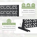 Casaphoria Metal Privacy Screen Outdoor, 72" H x 47" W Freestanding Decorative Privacy Screen for Patio Deck Balcony Garden with Stable Base, Black Charles
