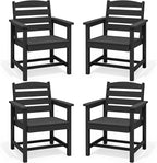 SERWALL Outdoor Dining Chairs Set of 4, All-Weather HDPE Patio Chair with 19.7" Widened Seat, for Backyard, Garden, Black