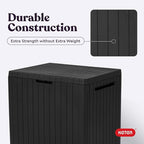 Keter City 30 Gallon Resin Outdoor Storage Box & Patio Side Table for Balcony, Pool, Deck & Garden Accessories, Weather‑Resistant, Dark Grey