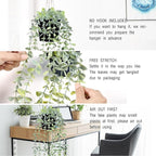 Waipfaru 2Pcs Fake Hanging Plants with Pot Light Green Eucalyptus Leaves UV Resistant Fake Vines Ivy Artificial Plants Outdoor Faux Plants Indoor Bedroom Living Room Boho Wall Porch Shelf Decor