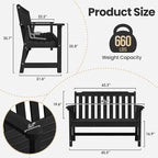 Ciokea 49" Heavy Duty Outdoor Bench Set of 2, HDPE Weatherproof Garden Bench, 2-Person Memorial Benches with 660 Lbs, Waterproof Patio Porch Benches for Outside Business Deck Office Backyard, Black