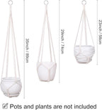 YIBOT 3 Pack Macrame Plant Hanger Indoor Hanging Planter for Plants Holder with 3 Hooks, 35"/29"/23" Size No Tassels for Boho Home Decor, Ivory (POTS NOT Included)