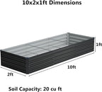 10x2x1 ft(2 Pack) Galvanized Raised Garden Bed,Outdoor Planter Box Metal Patio Kit Planting Bed for Vegetables Flowers and Succulents,Black
