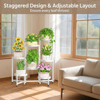 LASZOLA 7 Tiered Folding Plant Stand Indoor for Multiple Large Planter, Tall Heavy Duty Adjustable Rack with Rust Proof Plastic Shelving, Sturdy Vertical Tree Organizer for Narrow Inside Floor, White