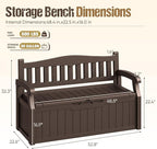 80-Gallon Outdoor Storage Bench, Waterproof Deck Box with Lockable Lid & Armrests for Patio, Garden, Pool, Brown