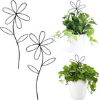 2 Pcs Indoor Plant Trellis, Mini Garden Trellis for Potted Plants, Indoor Potted Plant Climbing Plants Flower Pots Supports with Cute Floral Patterns for Houseplant Vine lvy Flower Plant