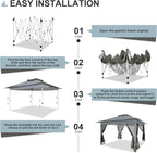 COBIZI 12x12 FT Pop up Gazebo on Clearance Outdoor pop up Canopy Tent,carpas para Patio, Shelter Tents with Sandbags & Portable Carry Bag, Patio Gazebos for Camping, Garden & Lawn, Darkgrey(Upgraded)