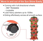 GameXcel Vertical Planter 7 Tier Stackable Planters Garden Planters Strawberry Herb Flower and Vegetable Planter Indoor Outdoor Gardening Pots with Removable Wheels and Tools - Red
