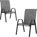 UDPATIO Patio Chairs Set of 2, Stackable Outdoor Dining Chairs with High Back, Breathable Textilene Fabric Outdoor Chair All Weather, 350LBS Capacity for Garden, Backyard (Dark Grey)