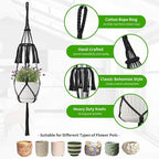 Macrame Plant Hangers, 5Pack Hanging Planters for Indoor Plants w/ 5 Set Hooks Handmade Cotton Rope Hanging Plant Holders Plant Hanger Indoor for Boho Home Decor (Planter Pot Not Included)