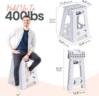 Delxo Folding Step Stool 17.5 Inch White Step Stools for Kids Foldable,Portable Collapsible Step Stool with Handle, Folding Stool for Kitchen Bathroom,Bedroom,Garden