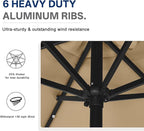 ABCCANOPY Durable Solar Led Patio Umbrellas with 24LED Lights 7.5FT with 6 Sturdy Ribs (Tan)