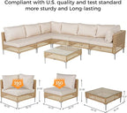 Grand patio 9-Piece Patio Furniture Set with 47" Fire Pit Table, Outdoor Conversation Set & 50,000 BTU 47 Inch Rectangle Propane Fire Pit & Storage Box with Water Resistant Thick Cushions, Cream