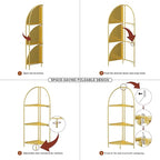 Crofy Foldable 3 Tier Corner Shelf, Metal Corner Plant Stand with Gold Frame and Gold Shelves, Corner Display Rack Multipurpose Shelving Unit for Living Room, Bedroom, Bathroom