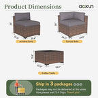 Aoxun 11 Piece Patio Furniture Set Wicker Rattan Patio Conversation Set Outdoor Sectional Sofa Set with Coffee Table and Thickened Cushions, Gray(Waterproof Cover Included)