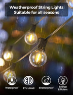 XMCOSY+ Outdoor String Lights, Smart Patio Lights 100Ft Dimmable Outdoor Lights Warm White, 50 G40 LED Bulbs, WiFi String Lights for Outside, Work with Alexa, APP Control, Waterproof Extendable
