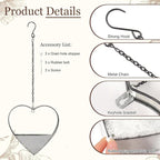 3 Pcs 3 Size Heart Metal Hanging Planter Indoor Outdoor, 13.4" 10.6" 7" Large Metal Plant Hangers Vintage Flower Pot with Hook Chain Drain Hole Gift for Gardener Women Mom Home Decor(Silver)