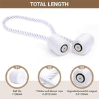 Hion Magnetic Curtain Tiebacks White 2pcs, Curtain Tiebacks Buckles Holdbacks Holders Hooks Clip for Home Bedroom Office Decorative Curtain