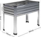 2PCS Galvanized Raised Garden Bed with Legs,2PCS 48×18×30in Elevated Planter Box for Backyard,Outdoor Garden, Patio, Balcony, 300lb Capacity,Silver