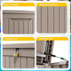 ROJIK Outdoor Storage Housing Deck Box - Waterproof Patio Furniture, Garden Tools, Cushions, Pool Accessories Storage Bench with Lockable Lid and Side Handles (Grey, 275 Gal)