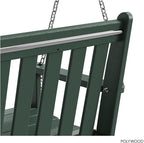 POLYWOOD Vineyard 5-Foot Porch Swing, Heavy Duty HDPE Outdoor Hanging Bench, Patio Swing for Adults Kids, Deck Garden Furniture, Green