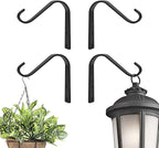 Plant Hooks 5 Inch, Rustic Cast Iron Wall Hooks for Hanging Plants Outside, Heavy Duty Plant Hangers, Decorative Planter Hook Hanging Brackets Indoor (4 Pack)