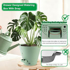 Self-Watering-Pots-for-Indoor-Plants, 8 Inch Flower Pots for Indoor Plants, 3 Packs Plastic Planters with Drainage Holes and Saucers