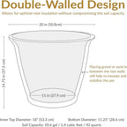 Sunnydaze 20-Inch Franklin Large Plant Pot - Polyresin Round Outdoor Planter with Drillable Drainage Hole - Sable