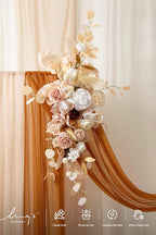 Artificial Flower Wedding Arch Kit, 4-Piece Set in White, Beige and Gold