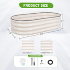 Galvanized Raised Garden Bed - 4x2x1FT Metal Planter Boxes Outdoor | Oval Steel Raised Bed Kit for Gardening with Protective Tape, Gloves for Vegetables, Flower, Herb (White)