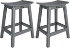 VINGLI 24 Inch Outdoor Bar Stools Set of 2, HDPE Weather Resistance Counter Height Bar Stools Durable Patio Chairs for Bar, Kitchen Counter, Yard (Gray, 24 Inch 2PC)