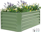 Galvanized Raised Garden Bed - 4x2x1.4ft (2Packs) Metal Garden Planter Box Outdoor | Steel Raised Bed Kit with Bracing Rods, Gloves for Gardening Vegetables Fruits and Flowers