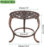 OwnMy Heavy Duty Cast Iron Plant Stand Vintage Wrought Iron Flower Pot Holder, Decorative Round Potted Plant Holder Rack, Indoor Outdoor Metal Large Plant Stand for Patio Home Garden, Red Bronze