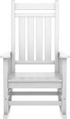 SERWALL Oversized Rocking Chair, Outdoor Rocking Chair for Adults, All Weather Resistant Porch Rocker for Lawn Garden, White
