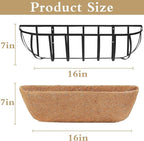 4pack 16-inch Window Sill Window Railing Planters with Cocoa Liner for Outdoor Balconies, Porches, Fences, Patio Railings