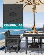 SERWALL Patio Dining Table Sets 5-Piece, Outdoor HDPE Dining Furniture Set with Umbrella Hole Cut-Out Table and 4 Chairs, All Weather Dining Set for Lawn, Garden, Backyard, Poolside, Black