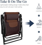 Best Choice Products Oversized Padded Zero Gravity Chair, Folding Outdoor Patio Recliner, XL Anti Gravity Lounger for Backyard w/Headrest, Cup Holder, Side Tray, Polyester Mesh - Espresso/Brown