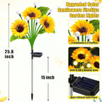 Solar Lights Outdoor Garden Decor,4 Pack Sunflower with Firefly Lights,Solar Flowers Lights Waterproof,Birthday Gifts for Mom Women Grandma,Outside Decorative Garden Stakes for Yard Patio Porch Lawn