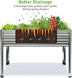 Galvanized Raised Garden Bed with Legs, 48 gallons, 48"x24"x32" Large Metal Elevated Planter Boxes with Drainage Holes,for Vegetables, Flowers, Backyard, Patio, Balcony