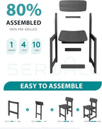 SERWALL Outdoor Bar Stools Set of 2, All Weather HDPE 25" Counter Height Bar Stools with Back, Outdoor Armless Barstools for Patio, Garden, Backyard, Balcony, Poolside, Gray