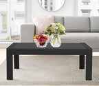 All-Weather Aluminum Outdoor Coffee Table, Modern Coffee Table for Outside, Rectangle Patio Coffee Table for Balcony Garden, Black