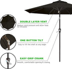 AreShark 9 FT Patio Umbrella for Outdoor, Outdoor Umbrella with Push Button Tilt and Crank, Outdoor Patio Umbrellas with 8 Sturdy Ribs for Market, Garden, Deck, Backyard, Pool (Classic Black)