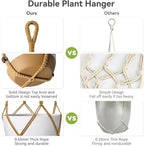 USLAI Macrame Plant Hanger Indoor Outdoor, Fits 4 to 15 Inch Pots, Strong Hanging Planter Holder, Boho Home Decor, 35 Inch, Brown, Set of 2 (POTS NOT Included)