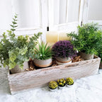 1 Pcs Wood Planter Rectangle Whitewashed Rectangular Decorative Wooden Box with Inner Plastic Box - 17.3" L x 3.9" W x 3.9" H Floral Natural Centerpieces Rustic Wedding Decor