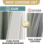 H.VERSAILTEX Primitive Linen Curtains 100% Blackout Curtain Drapes Burlap Fabric Curtains with White Thermal Insulated Liner, Grommet Top Drapes Living Room/Bedroom (2 Panels, 42 x 84 Inch, Sage)