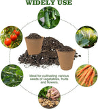 40Pcs 3.15 Inch Peat Pots, Biodegradable Eco-Friendly Round Plant Seedling Starters Kit, Seed Germination Trays with 10 Labels for Flower Vegetable Tomato Saplings & Herb Germination, Khaki